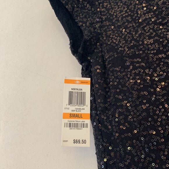 International Concepts black sequined cap sleeve blouse Size S NWT - Picture 8 of 8